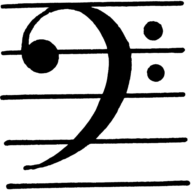 bass clef symbol on music staff
